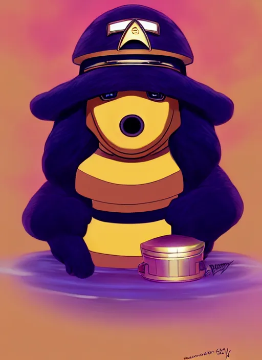 Image similar to cute star trek officer honey monster, natural lighting, path traced, highly detailed, high quality, digital painting, by don bluth and ross tran and studio ghibli and alphonse mucha, artgerm