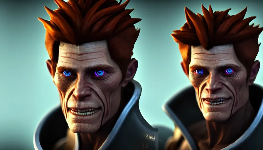 Prompt: willem dafoe as dota 2 game character, symmetrical, dota 2 game screenshot, 4 k, ray tracing, octane render, ultra hd