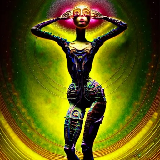 Image similar to extremely psychedelic beautiful brutalist cyborg organism ballerina infected by night. intricate, elegant, highly detailed, extremely lifelike photorealistic digital painting, artstation. steichen, gaston bussiere, tom bagshaw, brutalist cyberpunk alphonse mucha, giger. elegant minimalism. anatomically correct. sharp focus. black. surreal lush cosmic hallucination