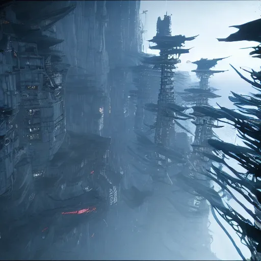 Prompt: horrifying tsutomu nihei architecture, unreal engine, 8 k, ultra realistic, ultra detail