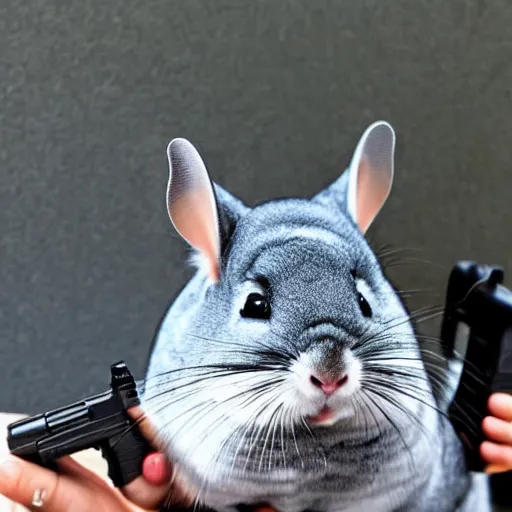 Image similar to chinchilla with a gun