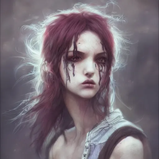 Image similar to teenage grunge punk rock, character headshot concept art, sharp, digital matte painting, art by luis royo, greg rutkowski, wlop, dramatic lighting, trending on artstation