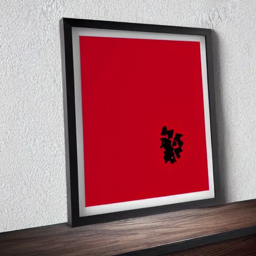 Image similar to flat minimal graphic design over photography of a red campfire, minimal collage, very fine artwork, framed