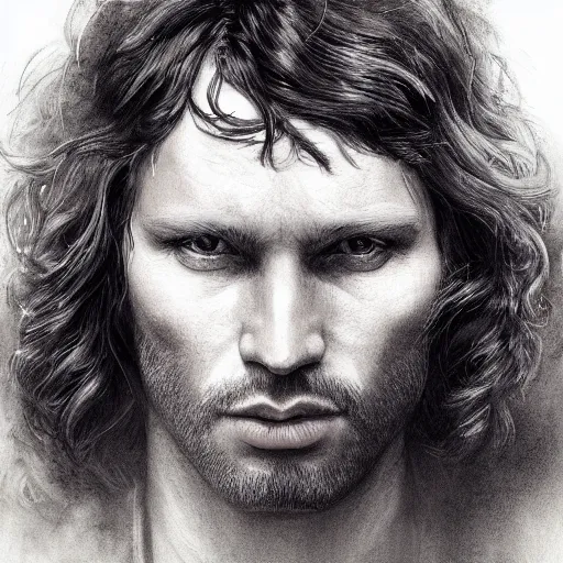 Nicholas RGreen  Jim Morrison  Charcoal Pencil