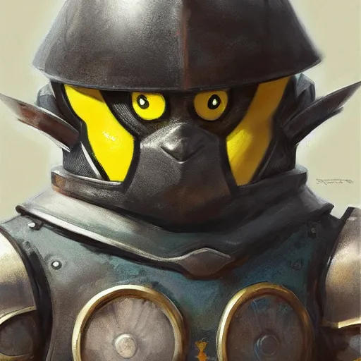 Image similar to pikachu!! as a realistic fantasy knight, closeup portrait art by donato giancola and greg rutkowski, realistic face, digital art, trending on artstation, symmetry!!