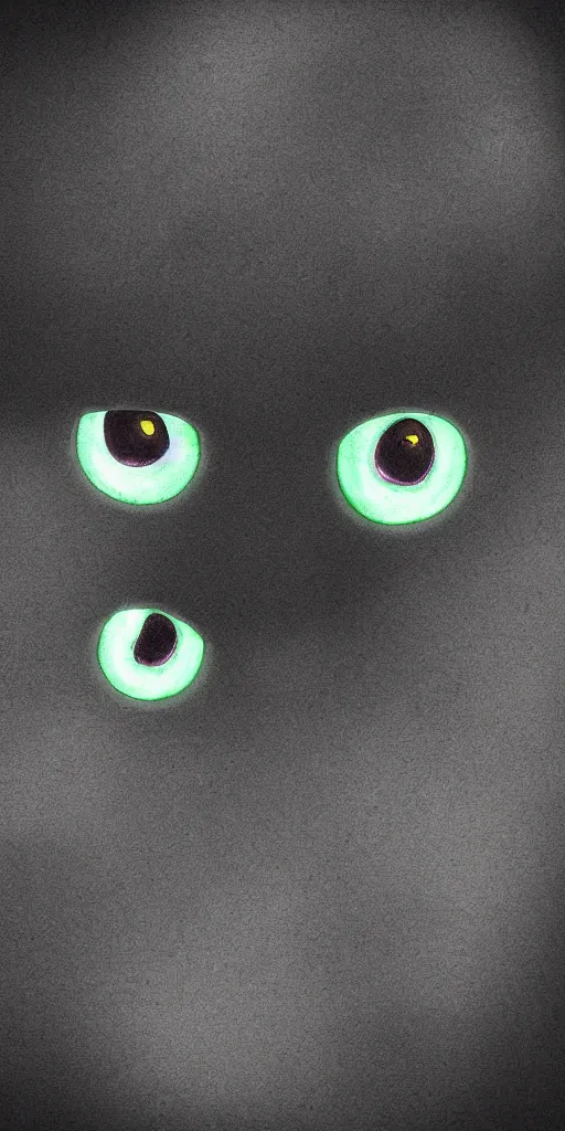 Prompt: pitch black background with glowing eyes, digital art