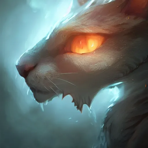 Image similar to 8 k ultra realistic cat dragon cinematic lighting, highly detailed, artstation, concept art, smooth, sharp focus, warm light, cozy warm tint, magic the gathering artwork, volumetric lighting, art by akihiko yoshida, greg rutkowski