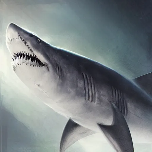 Image similar to ruan jia illustration of a shark, Alien mouth