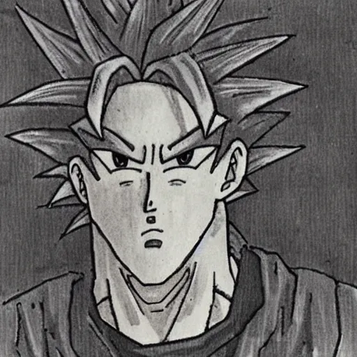 Prompt: a self portrait of goku by abercrombie, gertrude