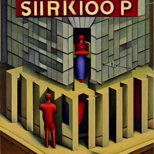 Image similar to isometric maze by pj crook, edward hopper