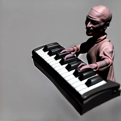 Image similar to a keyboard player made of clay, hyper detailed, 8 k, photorealistic, unreal engine, trending on artstation,