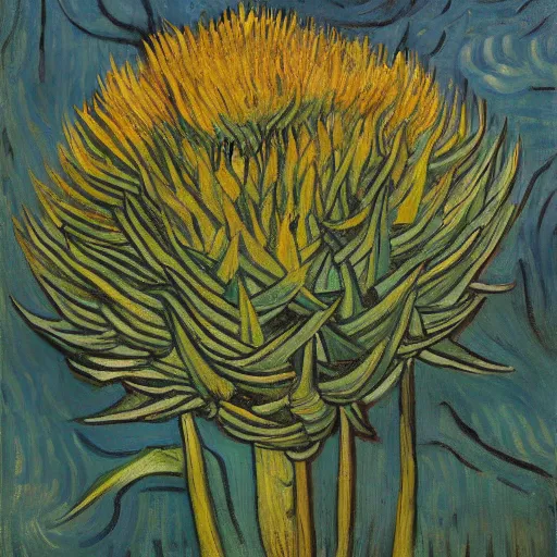 Prompt: cardoon, oil on canvas, van gogh