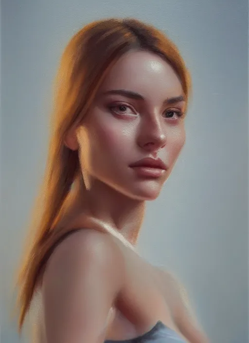 Image similar to portrait of a gorgeous young woman in the style of stefan kostic, artstation, realistic photo, sharp focus, 8k high definition, insanely detailed, intricate, elegant