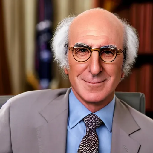 Prompt: closeup portrait of president Larry David in the oval office, studio lighting, 8k