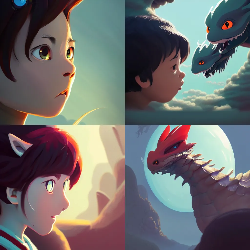 Prompt: portrait of baby dragon, artstation, elegant, highly detailed, digital painting, concept art, smooth, sharp focus, illustration, art by studio ghibli, fujita goro, atey ghailan, tom whalen, jean giraud 8 k