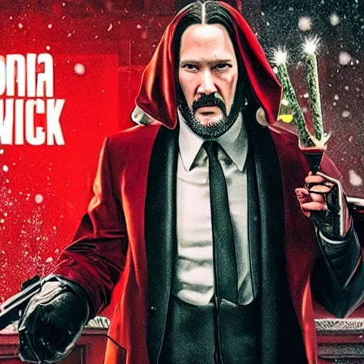 Image similar to santa claus as john wick