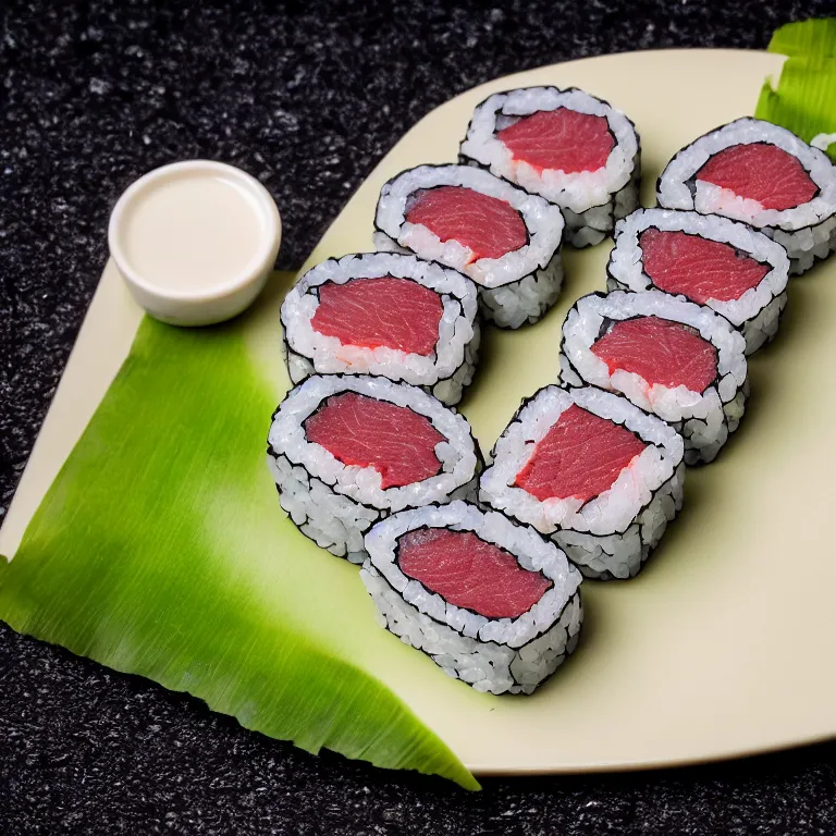 Image similar to photorealistic image of wagyu beef sushi, award winning michelin star food photography, 8 k