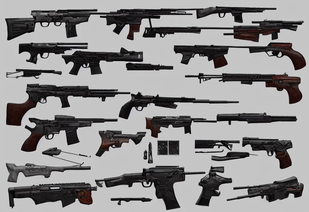 game asset reference of firearms, digital art, rifle, | Stable ...