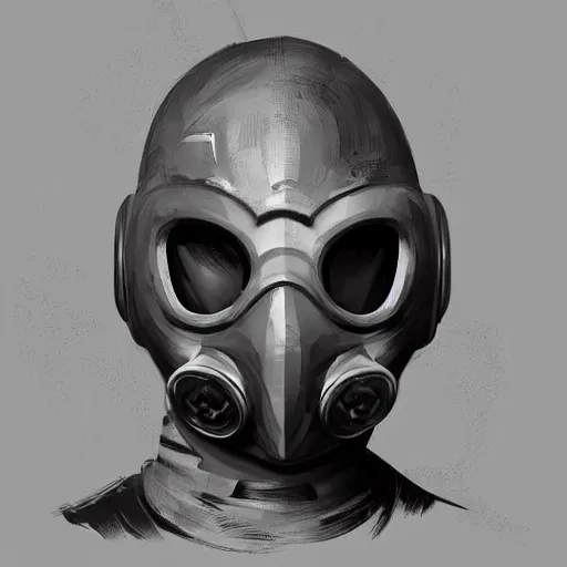 Image similar to concept art of gas mask by jama jurabaev, brush hard, artstation, cgsociety, high quality, brush stroke