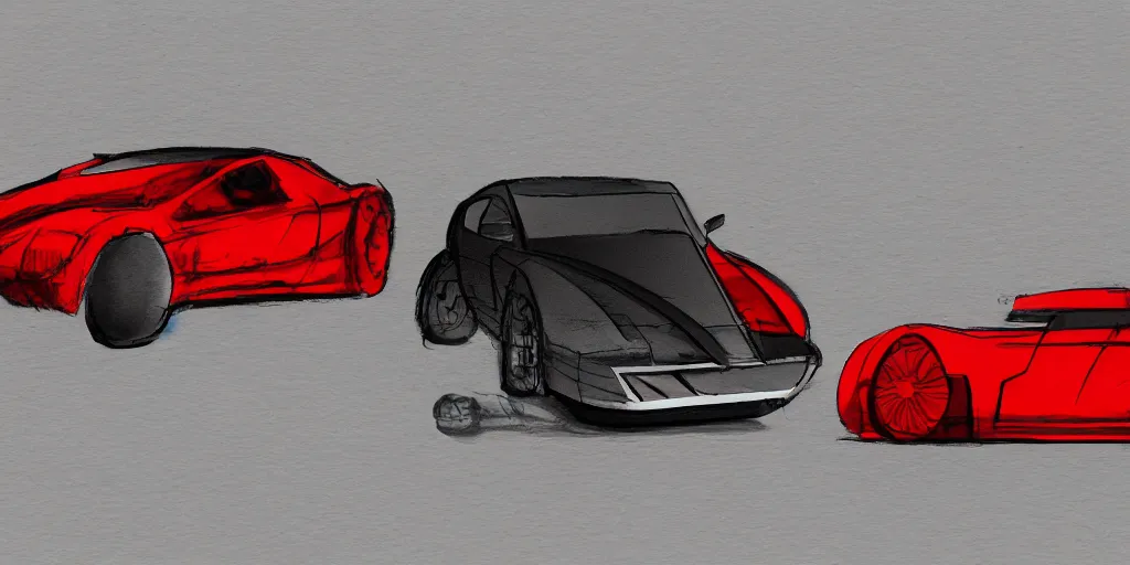 Image similar to mashup concept of two cars as one. No background, concept art style.