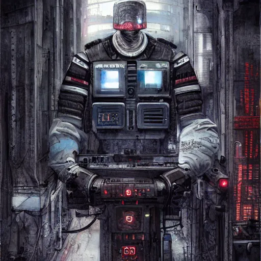 Prompt: Digital portrait of a Ghost in the machine by Enki Bilal, cyberpunk, impressive perspective, masterpiece