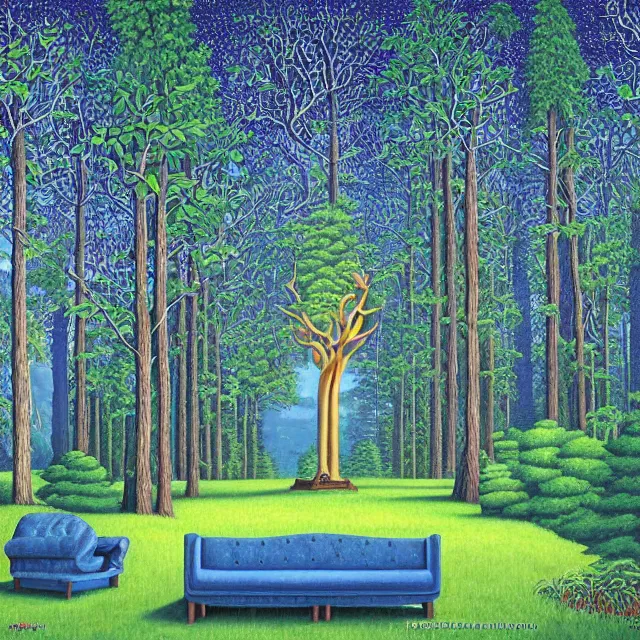 Image similar to a couch in the forest by rob gonsalves