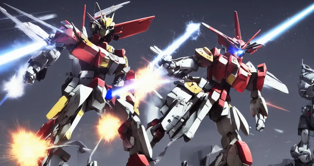 Prompt: Photorealistic Gundam, Realistic, Lasers, Guns, Weapons, Robot, Giant Fighting Robot, Robot with guns