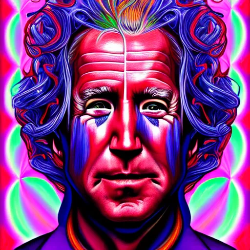 Prompt: an extremely psychedelic portrait of joe biden as medusa, surreal, lsd, face, detailed, intricate, elegant, lithe, highly detailed, digital painting, artstation, concept art, smooth, sharp focus, illustration