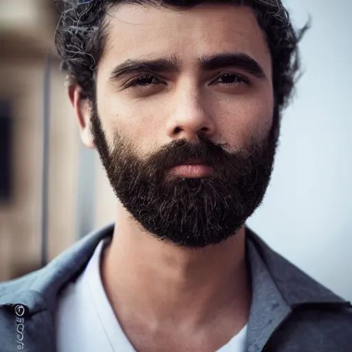 Image similar to Camilo Gc , perfect face proportions, groomed beard , handsome, anthropologist, 8k, cinematic, reality,