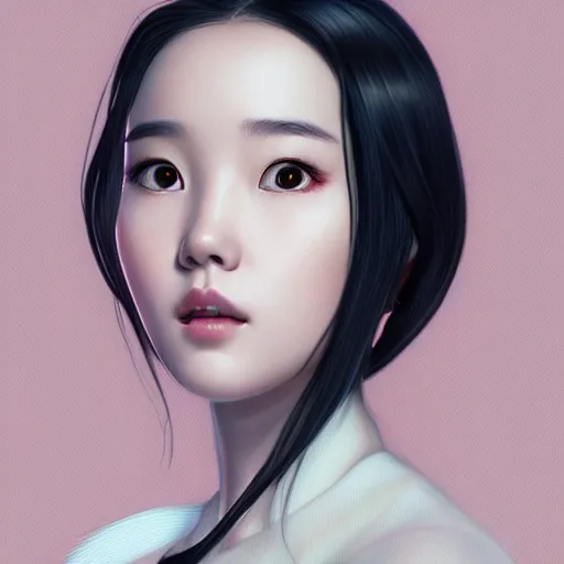 Prompt: portrait of IU aka Lee Ji-eun, seductive look, rule of thirds, smooth, sharp focus, James Jean pastiche by Artgerm, octane render