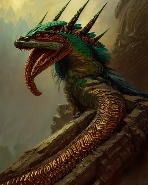 Image similar to fierce and deadly quetzalcoatl, fantasy character portrait, ultra realistic, concept art, intricate details, highly detailed by greg rutkowski, gaston bussiere, craig mullins, simon bisley