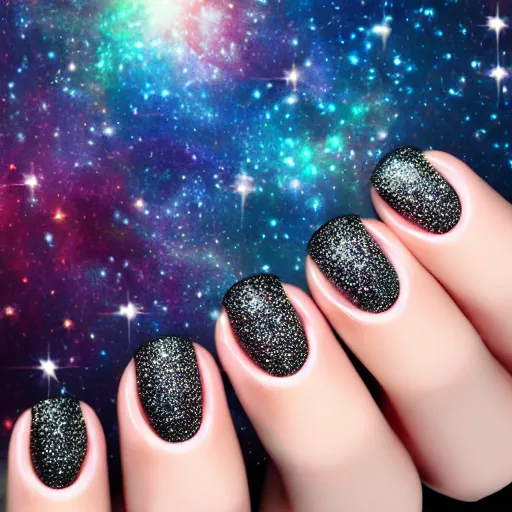 Prompt: A detailed image of long cosmic stiletto nails, 8k, photorealistic imagery