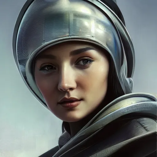 Image similar to A close up futuristic portrait on the street of Russian sleeping quarters on the moon, Norilsk, sci-fi, fantasy, intricate, very very beautiful, elegant, highly detailed, digital painting, artstation, concept art, smooth, sharp focus, illustration, art by artgerm and greg rutkowski and alphonse mucha