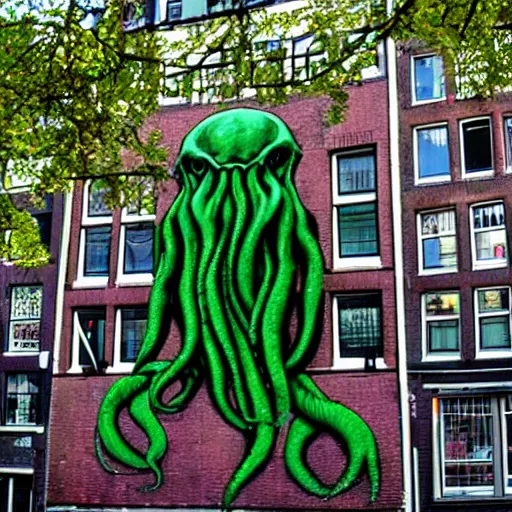 Prompt: Cthulhu in Amsterdam