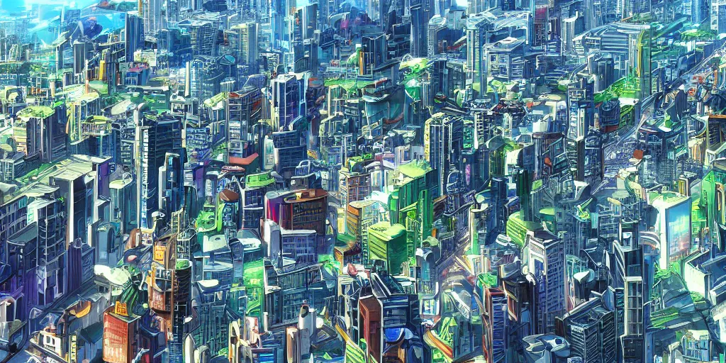 Image similar to hd anime cityscape, 4 k, stunning, full hd