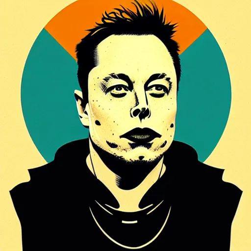 Image similar to graphic illustration, creative design, elon musk as a nun, biopunk, francis bacon, highly detailed, hunter s thompson, concept art