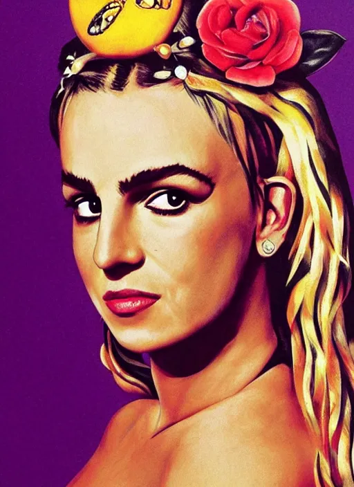 Image similar to Britney Spears in Frida Kahlo style