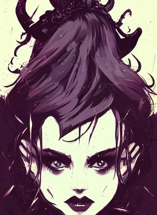 Image similar to portrait of beautifull succubus, cute face. dark fantasy, d & d, artstation, art by petros afshar, tom whalen, laurie greasley and greg rutkowski and ilya kuvshinov