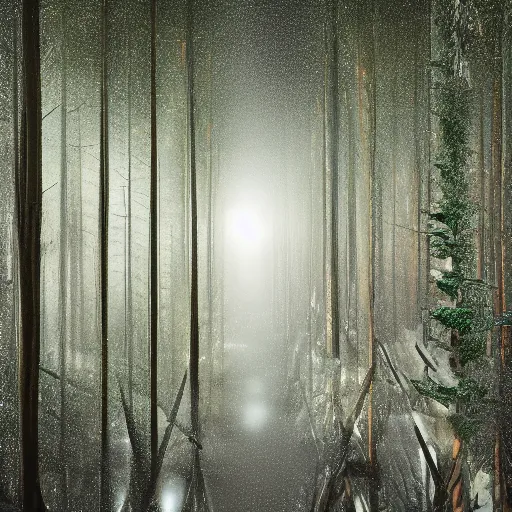 Image similar to bright nordic forest, sparkling spirits, detailed wide shot, wireframe, ground detailed, wet eyes reflecting into eyes reflecting into infinity, beautiful lighting