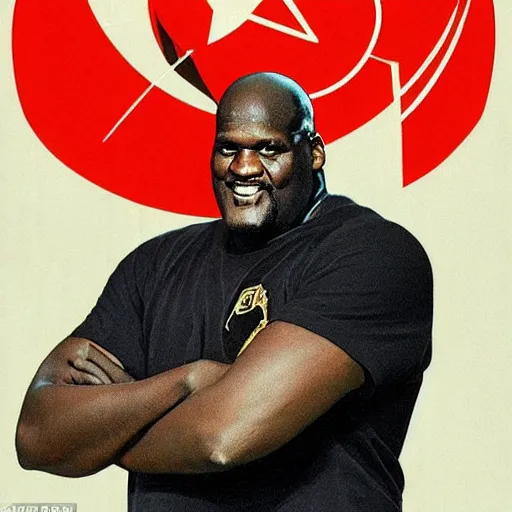 Image similar to shaquille o'neal in a soviet union communist propaganda poster