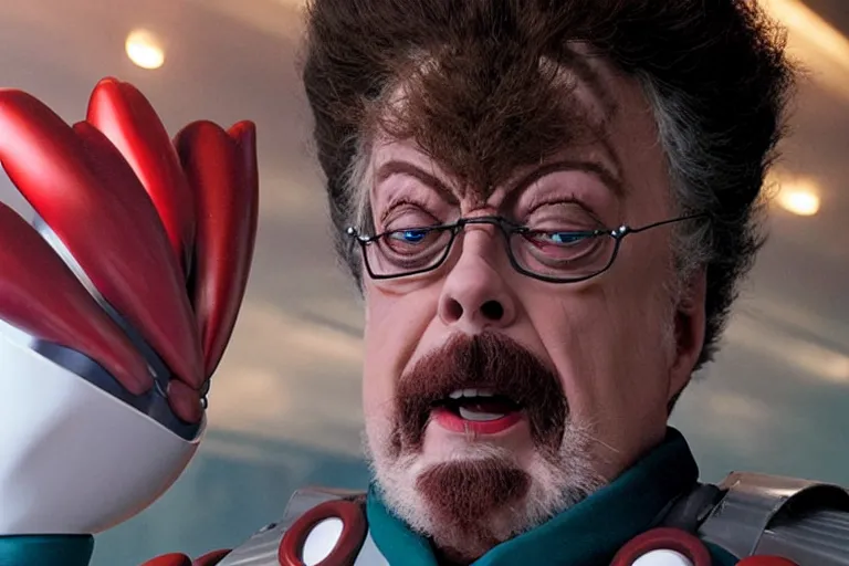 Image similar to tim curry as doctor robotnik in the live action sonic the hedgehog movie, movie still