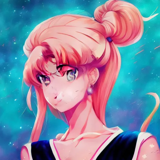 Prompt: Sailor Moon art Portrait, trending on artstation, drawn by WLOP