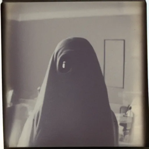 Prompt: polaroid of a ghost at ghost convention