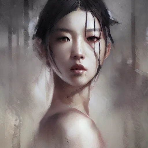 Image similar to lee jin - eun by greg rutkowski, rule of thirds, seductive look, beautiful
