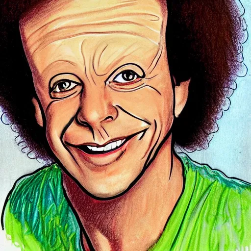 Image similar to a portrait drawing of Richard simmons drawn by mort drucker