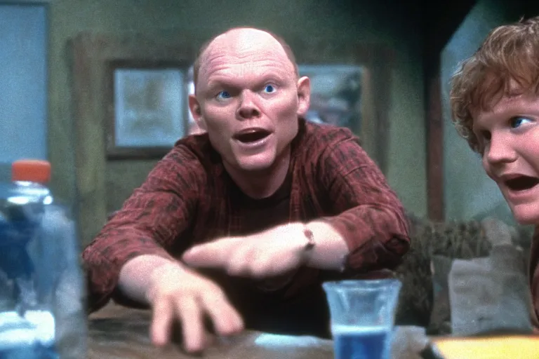 Image similar to a film still of Bill burr in a goonies, high quality