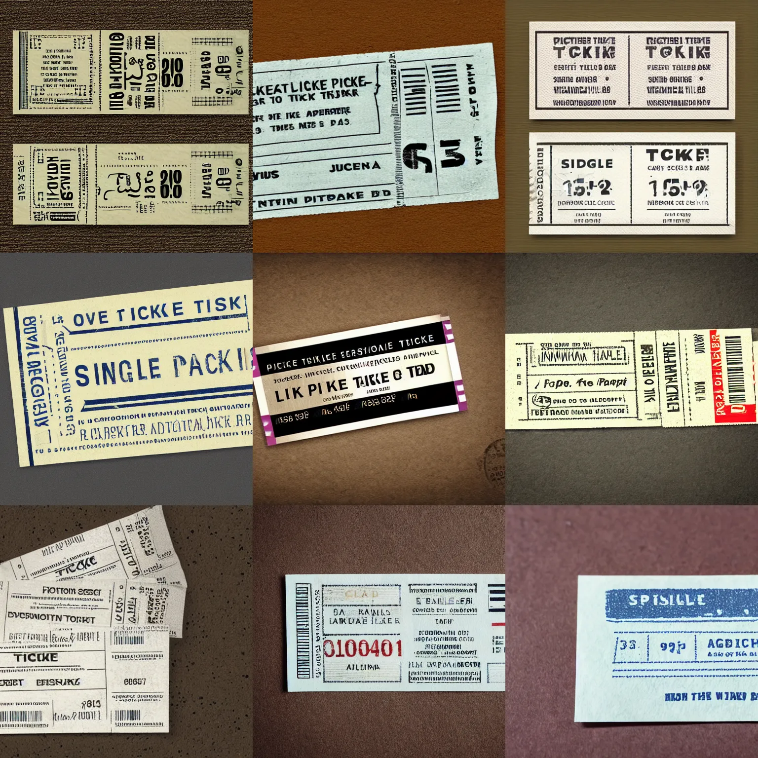 Prompt: a single old looking ticket in paper, photorealistic