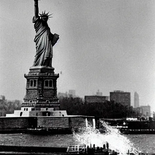 Image similar to statue of liberty destroyed, old