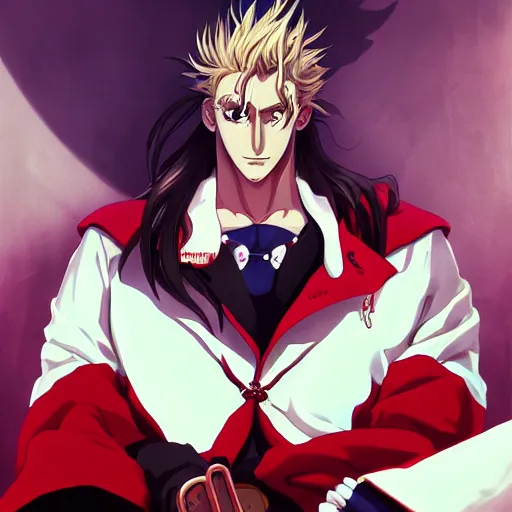 Prompt: portrait of alucard as a lifeguard, anime fantasy illustration by tomoyuki yamasaki, kyoto studio, madhouse, ufotable, trending on artstation