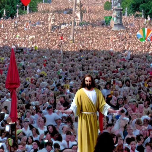 Image similar to jesus at the love parade
